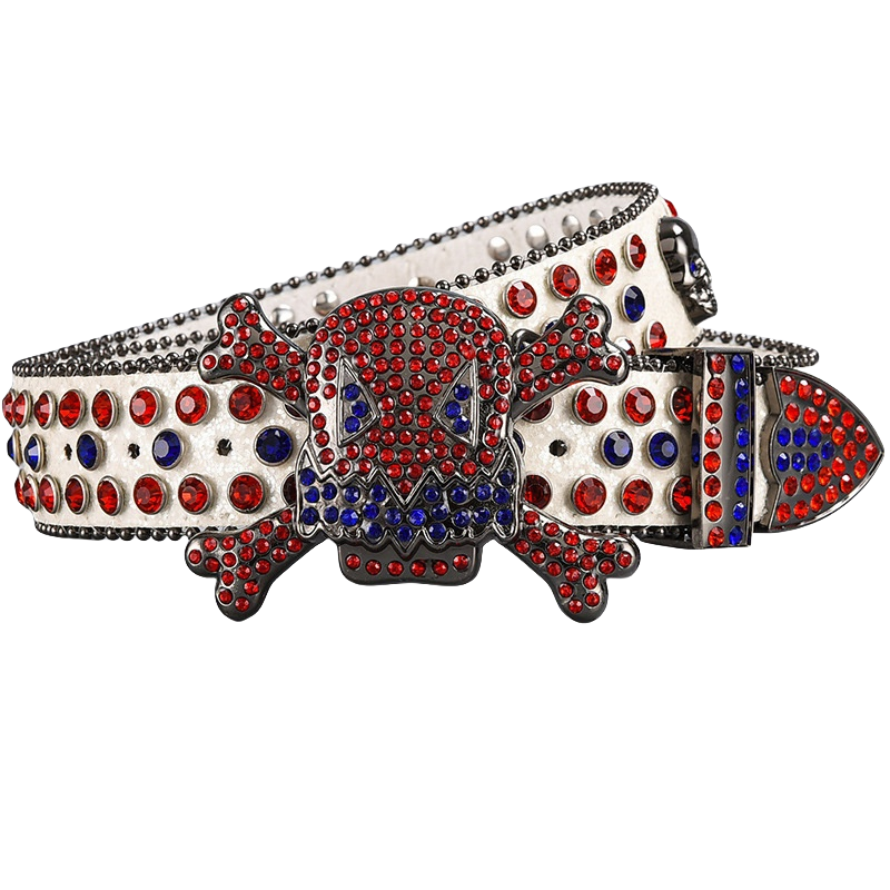 Factory Wholesale Womens Retro Bling Bling BB Belt Studded Diamond PU Leather Strap Skull Buckle Western Cowboy Rhinestone Belts