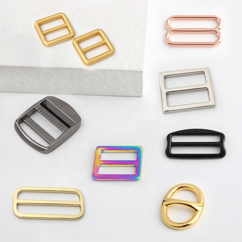 Nolvo Double Bag Zinc Alloy Metal Square 2 Tri Slider Buckle Adjust Webbing Bag Shoulder Strap Adjiuster Roller Slider Buckle