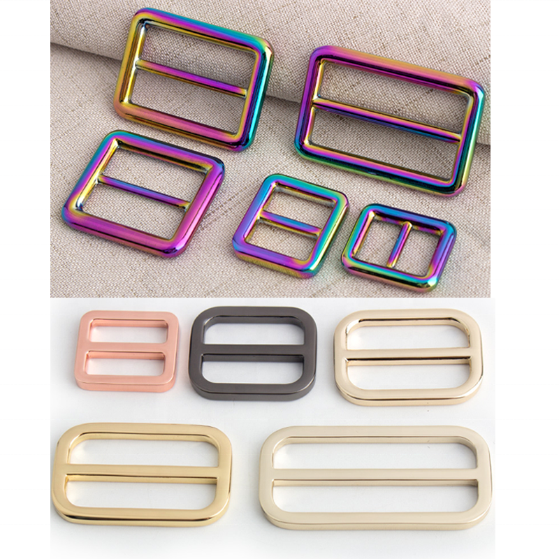 Nolvo Double Bag Zinc Alloy Metal Square 2 Tri Slider Buckle Adjust Webbing Bag Shoulder Strap Adjiuster Roller Slider Buckle