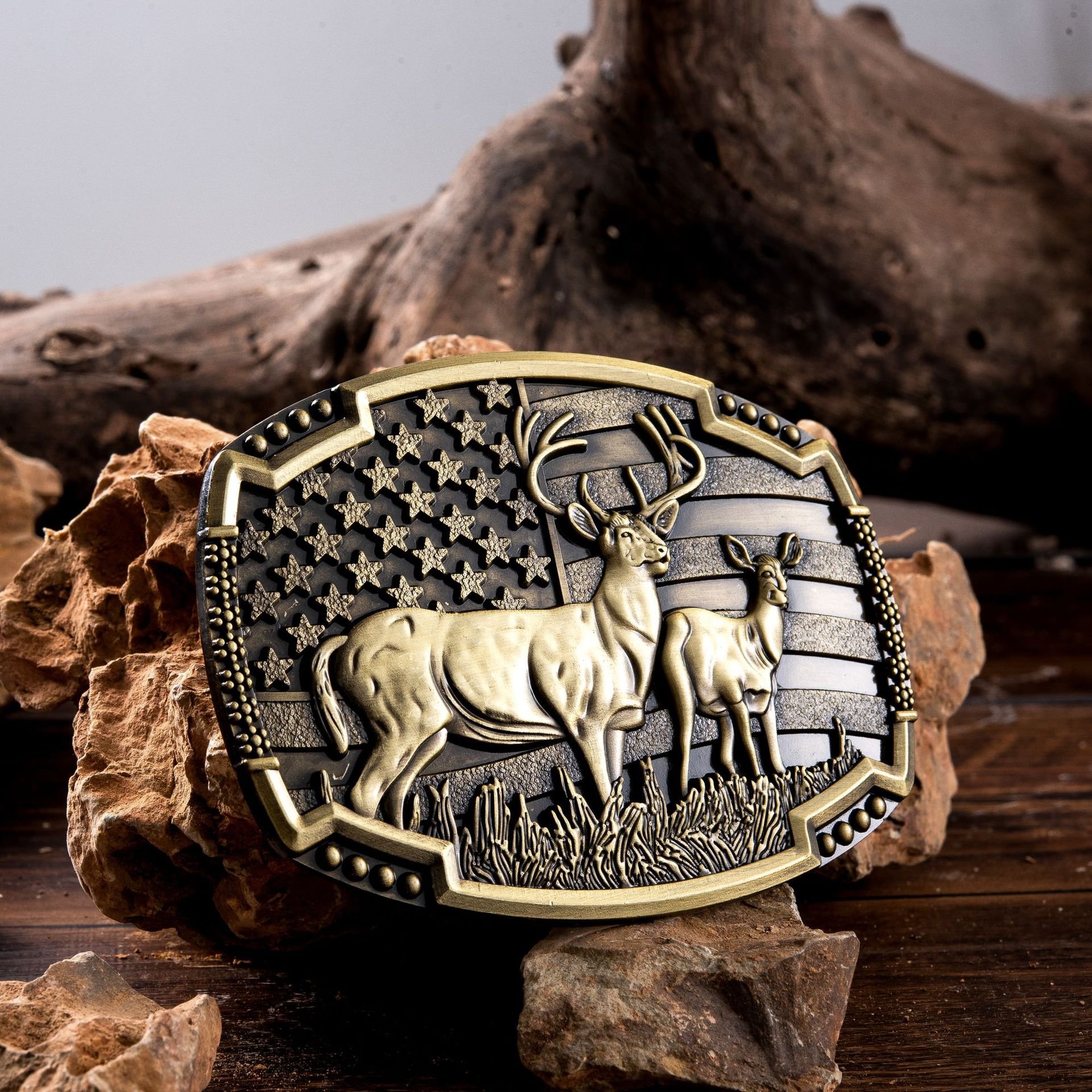 Western Cowboy Mens Belt Buckles 3D Deer pattern Belt Buckle cowgirl belt buckle