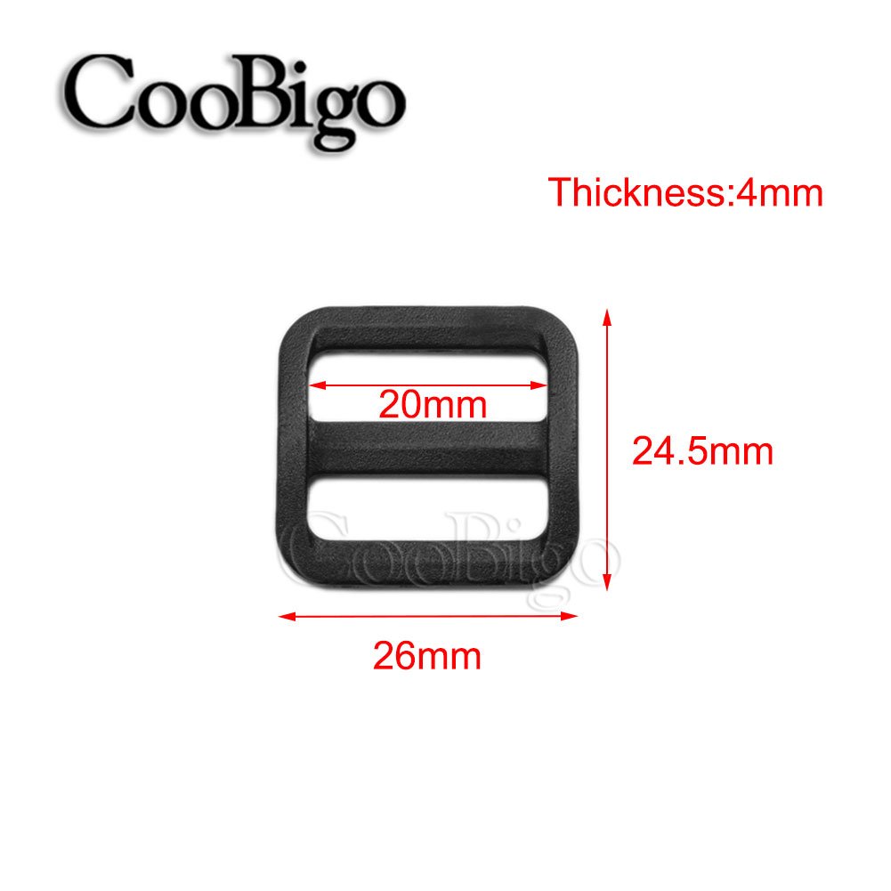100pcs Plastic Tri-Glides Slider Adjustable Buckle For Pets Collar Backpack Strap Webbing Accessories Colorful 20mm #FLC073