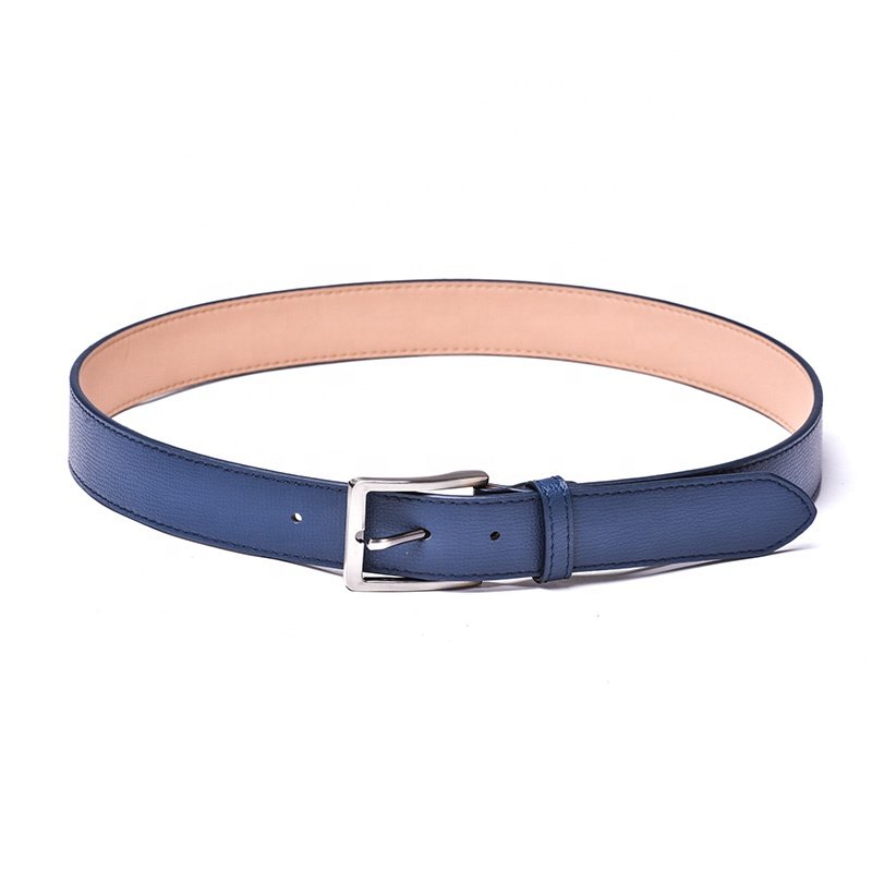High Quality cheap Lychee stripe business genuine cow hide leather alloy pin buckle belt for men
