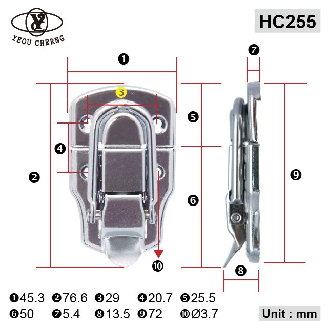 durable HC255 polished silver hasps clamps lock for high-grade steel case hardware locks simple special fashion eco-friendly