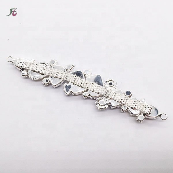 Wholesale Sparkling Heart Silver Plated Crystal Rhinestone Connector Buckle For Bikini Jewelry Connectors