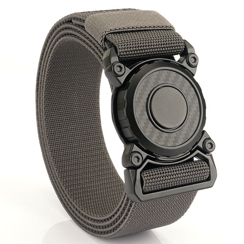Elastic Belt Hard Metal Quick Release Buckle Men's Tactical Belt Alloy Pluggable Round Buckle Training Belt