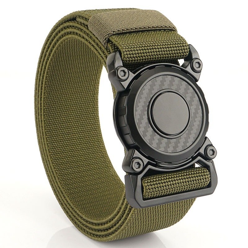 Elastic Belt Hard Metal Quick Release Buckle Men's Tactical Belt Alloy Pluggable Round Buckle Training Belt