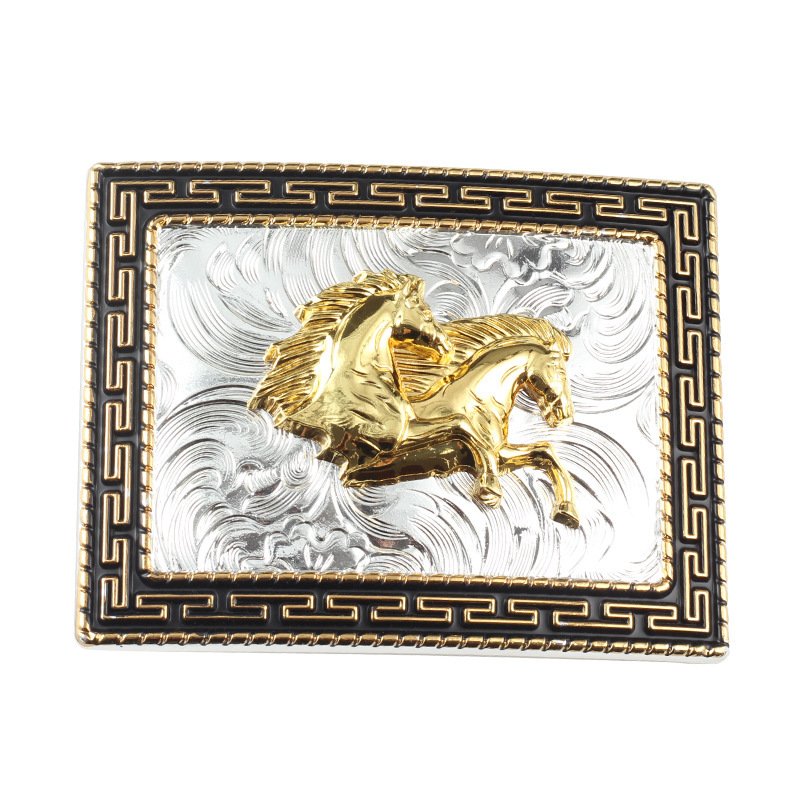 Manufacturer Custom 3D Rectangular Western Cowboy Horse Metal Belt Buckle