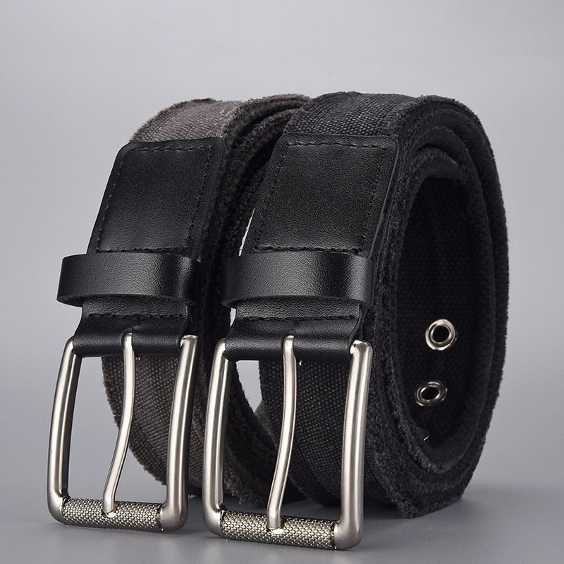 Manufacture Wholesale Casual Cloth Jeans Belts For Men Women Sparkly Blue Canvas Denim Fabric Web Belt with Single Prong Buckle