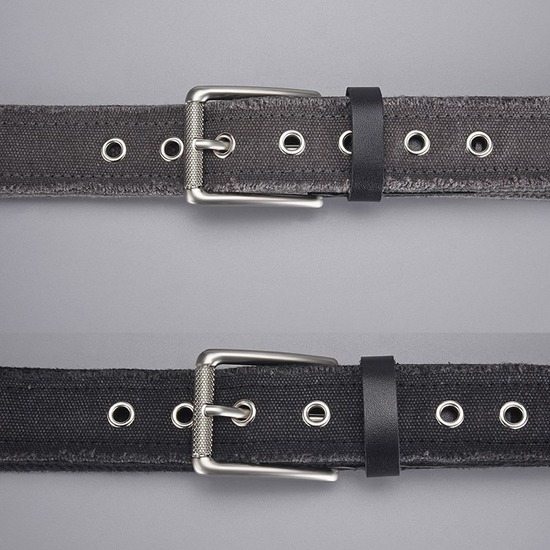 Manufacture Wholesale Casual Cloth Jeans Belts For Men Women Sparkly Blue Canvas Denim Fabric Web Belt with Single Prong Buckle