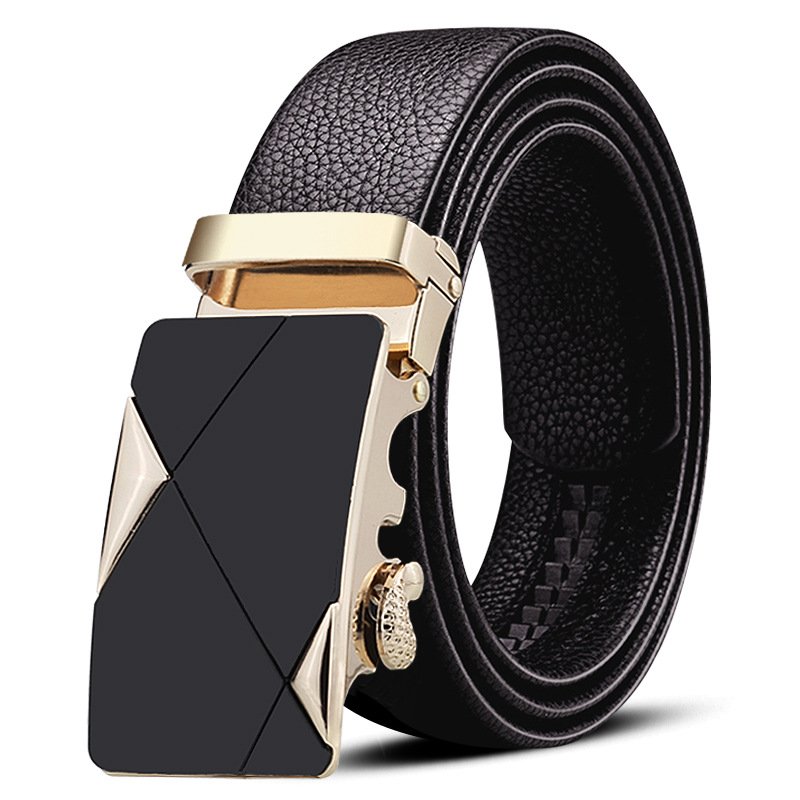 Casual Fashion Automatic Buckle Men's Belt Custom Logo Metal Ratchet Genuine Leather Belt Set