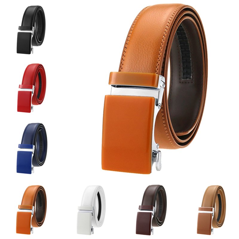 LQbelt Factory Colorful Men's Automatic Buckle Belt Mirror Surface Leather Belts For Men Custom Logo Ratchet Belt wholesale