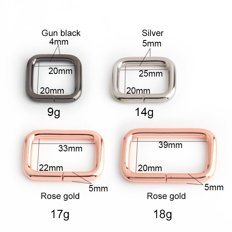 Nolvo World 20-25-33-39mm Dog Leash Ring clothes Bag Metal Wire Formed Rectangle Buckle Square Ring
