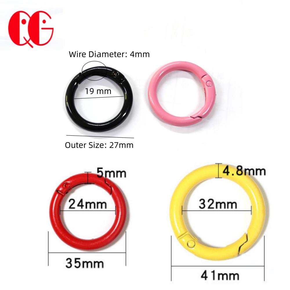 Alloy Spring Metal O Rings Secure Snap Buckle Closure DIY Accessories Rings for Bag Handbag Notebook Cards Embellishments