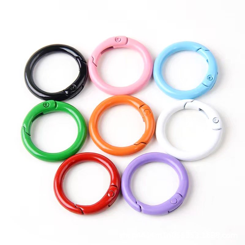 Alloy Spring Metal O Rings Secure Snap Buckle Closure DIY Accessories Rings for Bag Handbag Notebook Cards Embellishments