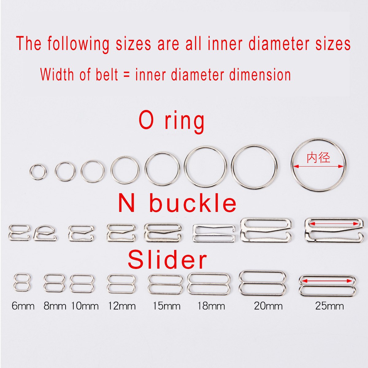 Mingshang Underwear Accessories Metal Bikini Custom Bra Slider Buckle O Ring G Buckle Swimwear bra hook