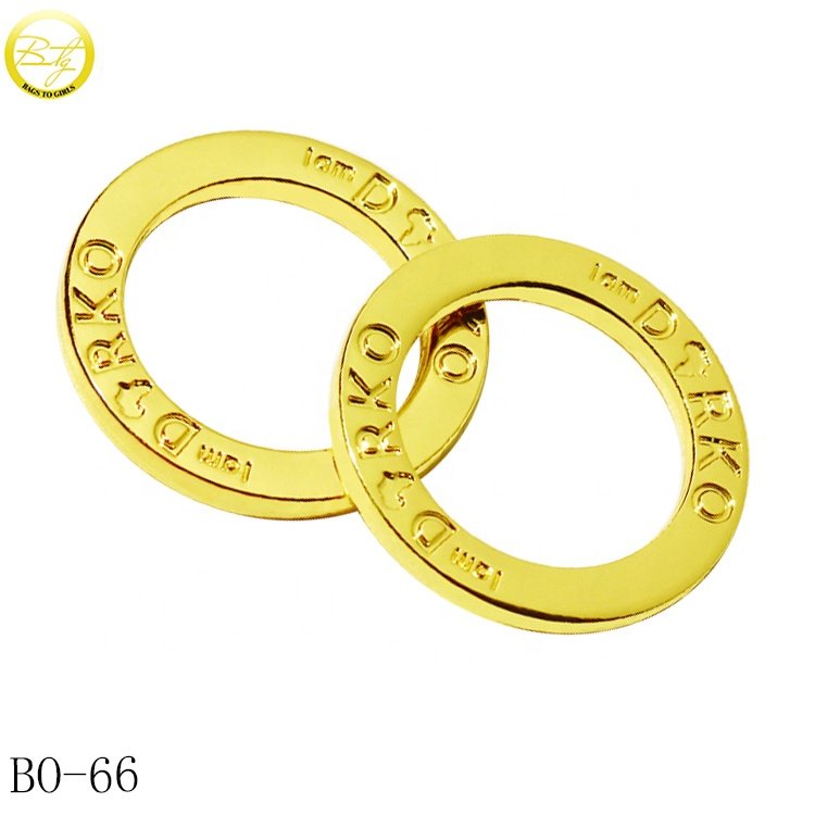 Good plating personal logo metal flat rings bag parts decorative metal O buckle for swimwear accessory
