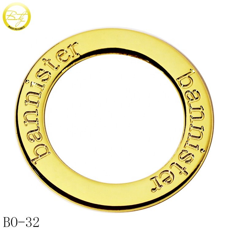 Good plating personal logo metal flat rings bag parts decorative metal O buckle for swimwear accessory