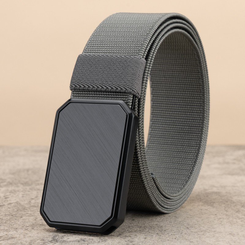 New Style Outdoor Training Magnet Automatic Buckle Elastic Fabric Canvas Tactical Belt for Young People Hiking Camping