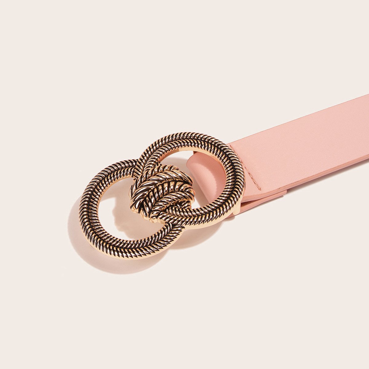 New Leisure Women Elastic Belt For Dress With Double Ring Gold Buckle
