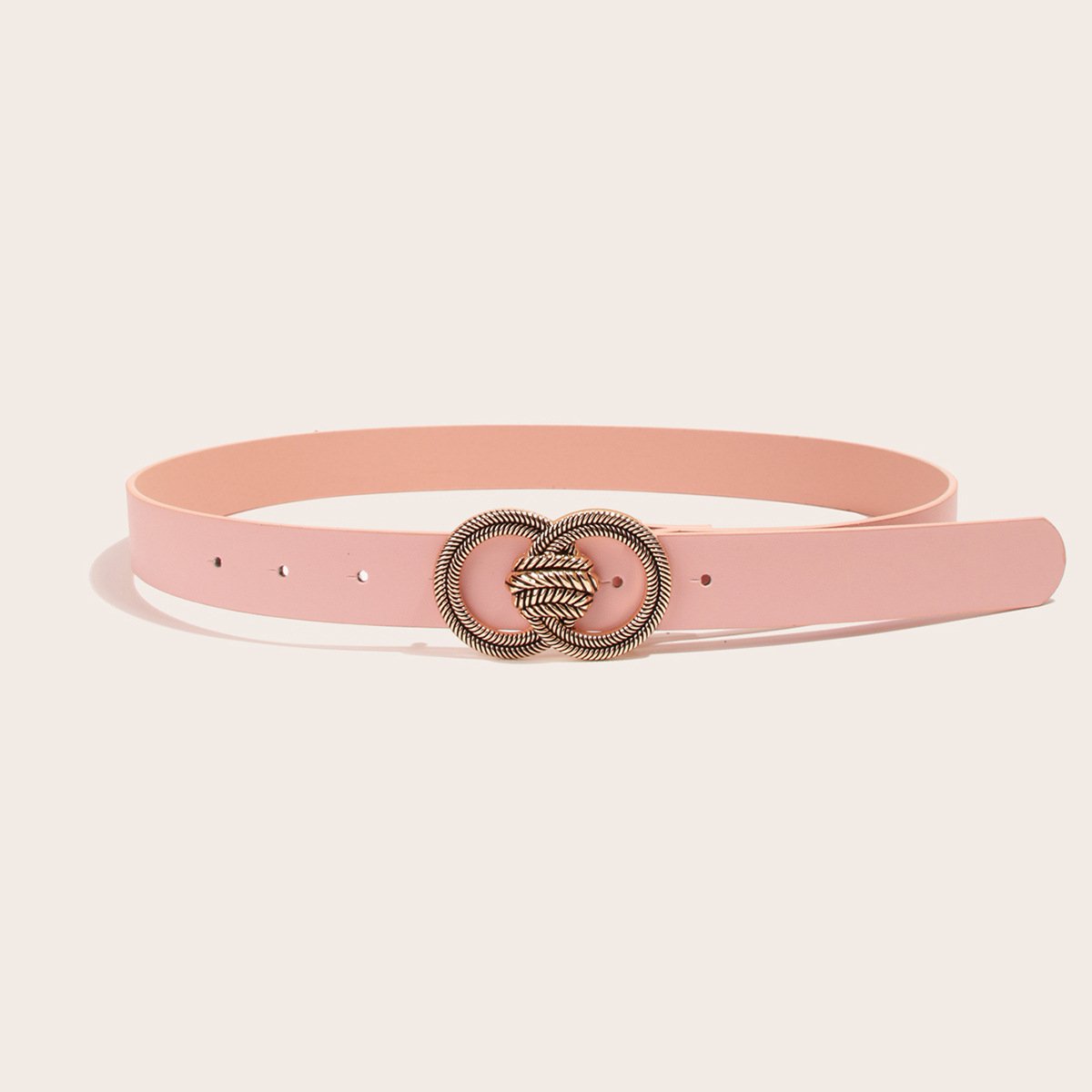 New Leisure Women Elastic Belt For Dress With Double Ring Gold Buckle