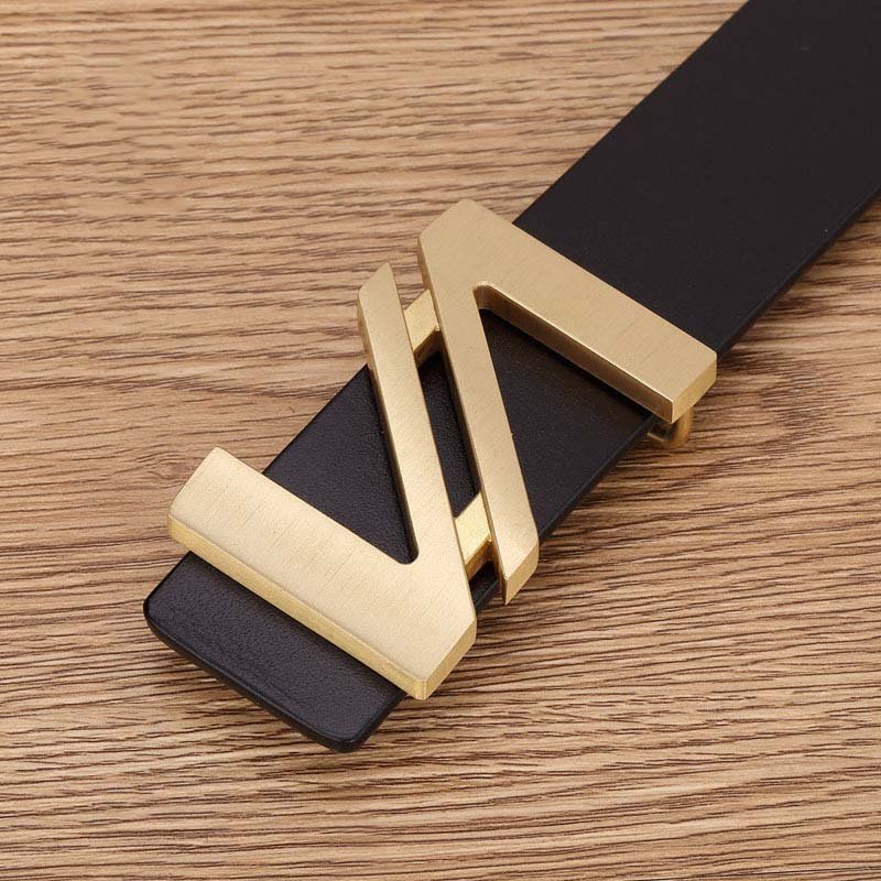 Manufacturer 3.35cm Wide Business Comfortable Solid Brass Plate Buckle Genuine Leather Belt for Adults Casual Dress