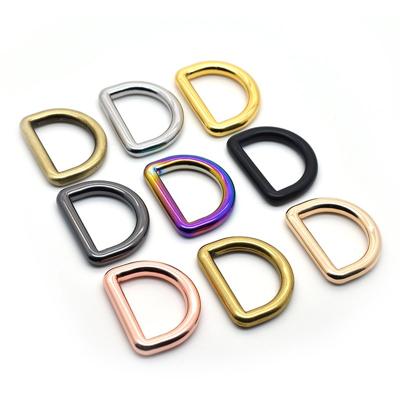 Wholesale Bag Accessories Adjustable Strap Ring D Zinc Alloy Custom Gold D-Ring Buckle Colorful Metal D Ring for Handbags