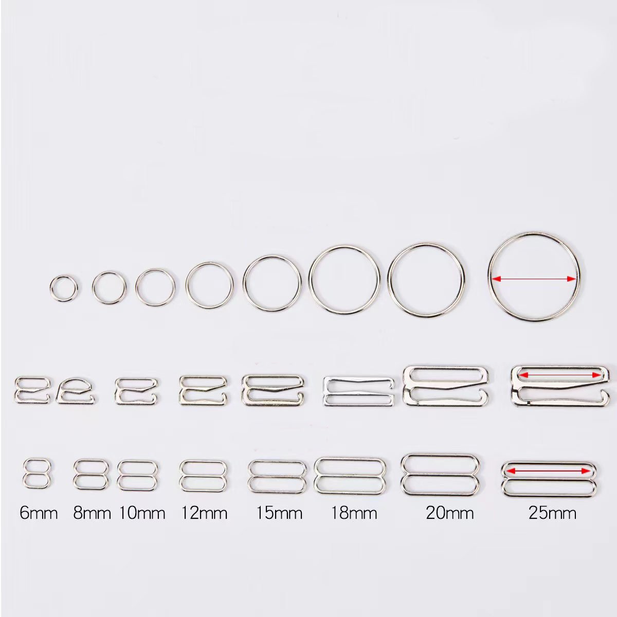 Gold adjustable and detachable bra ring and slider and g hook for underwear buckle