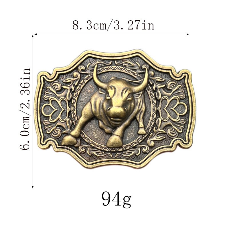 Western 40mm stock men cowboy 3d embossed bullhead belt buckle for men