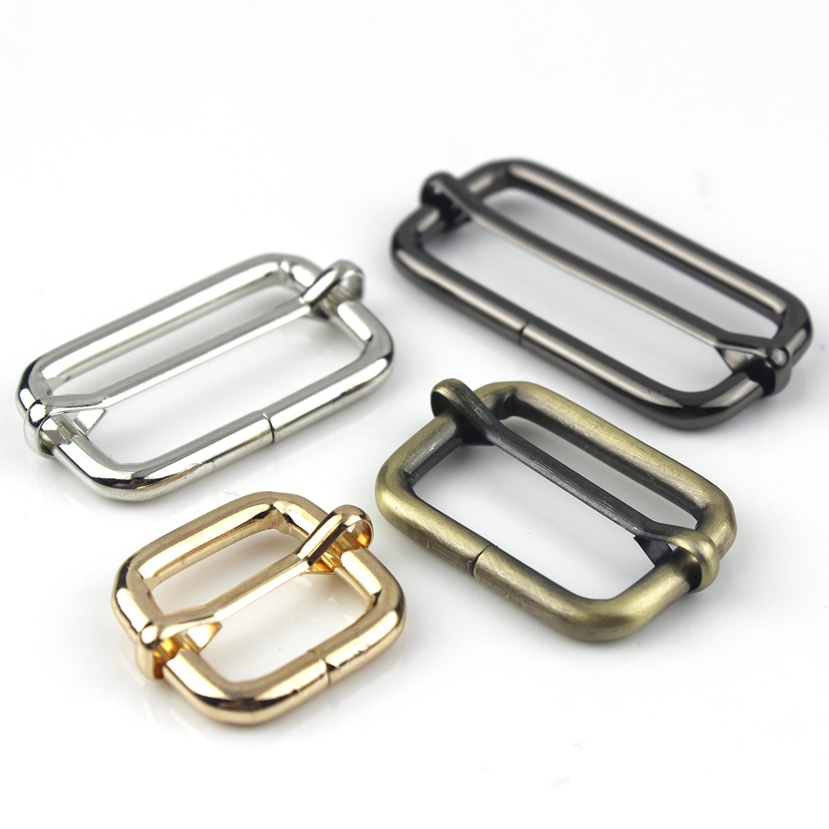 Alloy Cast sliding bar buckle tri-gildes slider rectangle adjuster buckle for leather craft bag strap belt shoulder webbing