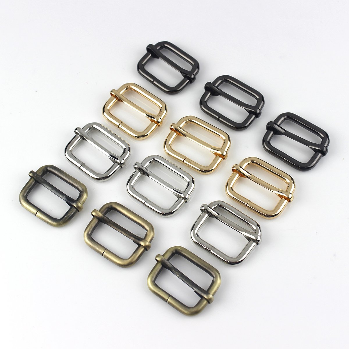 Alloy Cast sliding bar buckle tri-gildes slider rectangle adjuster buckle for leather craft bag strap belt shoulder webbing