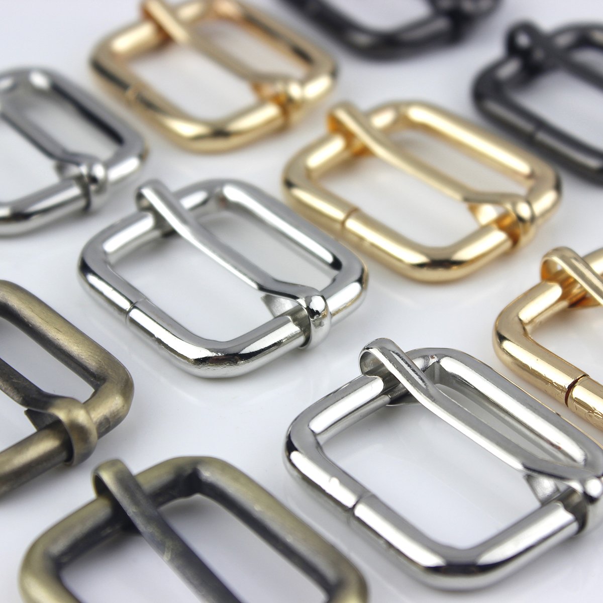 Alloy Cast sliding bar buckle tri-gildes slider rectangle adjuster buckle for leather craft bag strap belt shoulder webbing