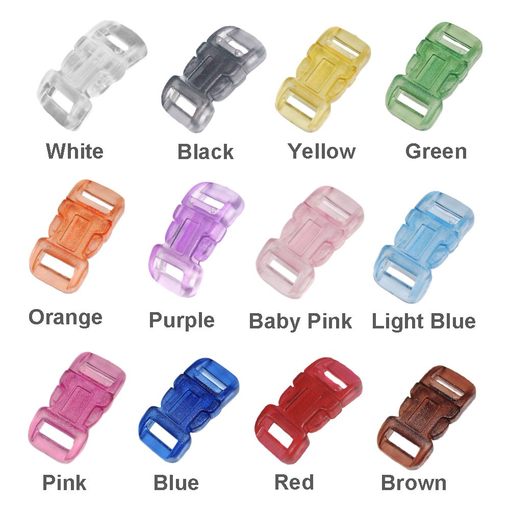 100pc Plastic Side Release Buckle Clear Webbing Backpack Paracord Strap Bracelet Clothes Dog Collar DIY Accessory Colorful 11mm