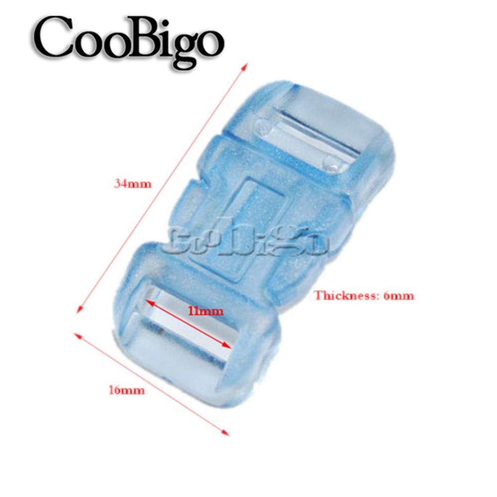100pc Plastic Side Release Buckle Clear Webbing Backpack Paracord Strap Bracelet Clothes Dog Collar DIY Accessory Colorful 11mm