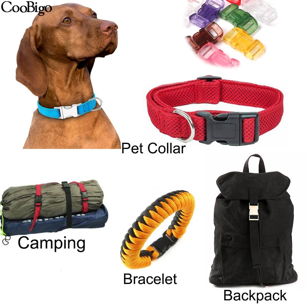 100pc Plastic Side Release Buckle Clear Webbing Backpack Paracord Strap Bracelet Clothes Dog Collar DIY Accessory Colorful 11mm