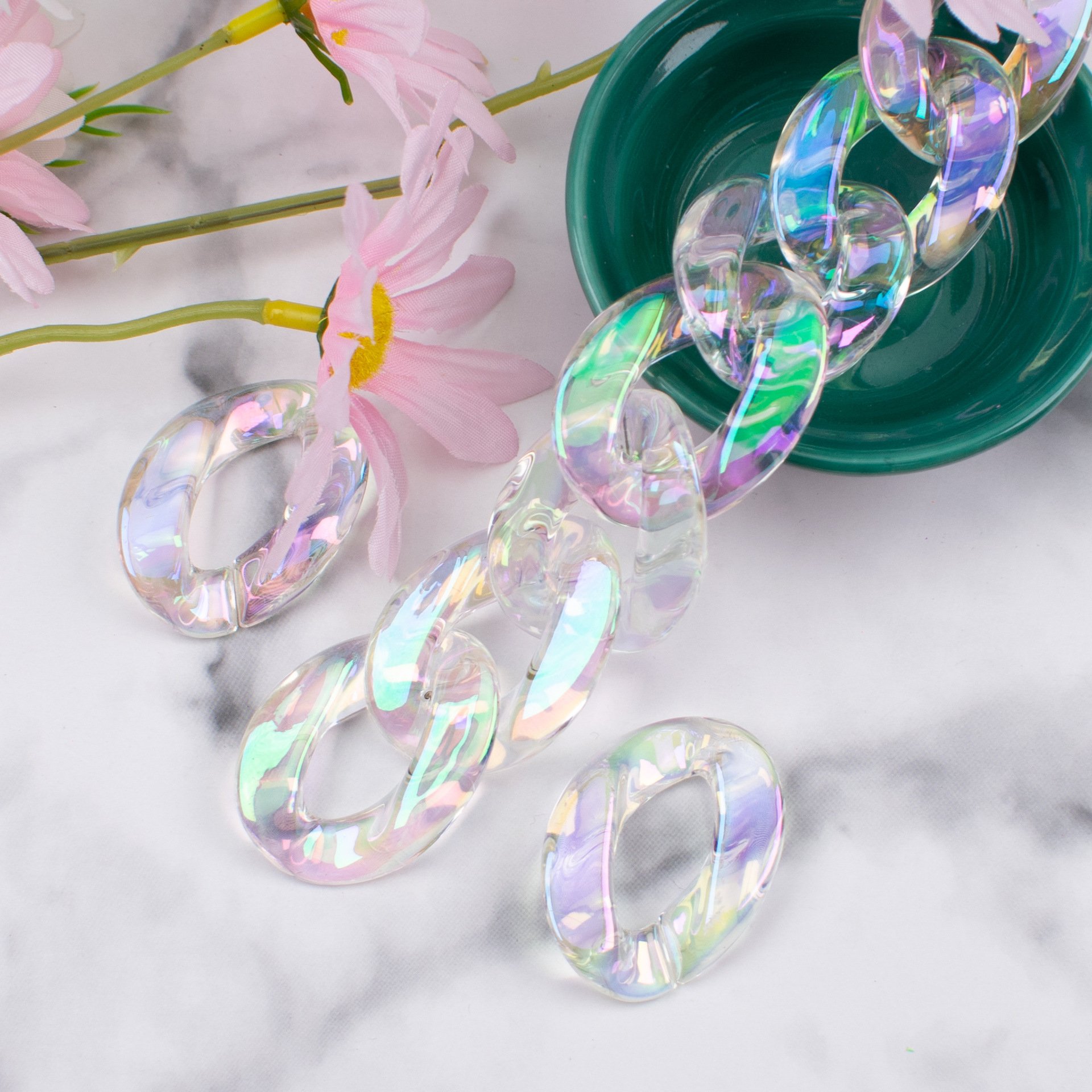 Colorful AB Color Transparent Handbag Crossbody Strap Clear Acrylic Bag Chain Strap Purse Handle For Hand Bags
