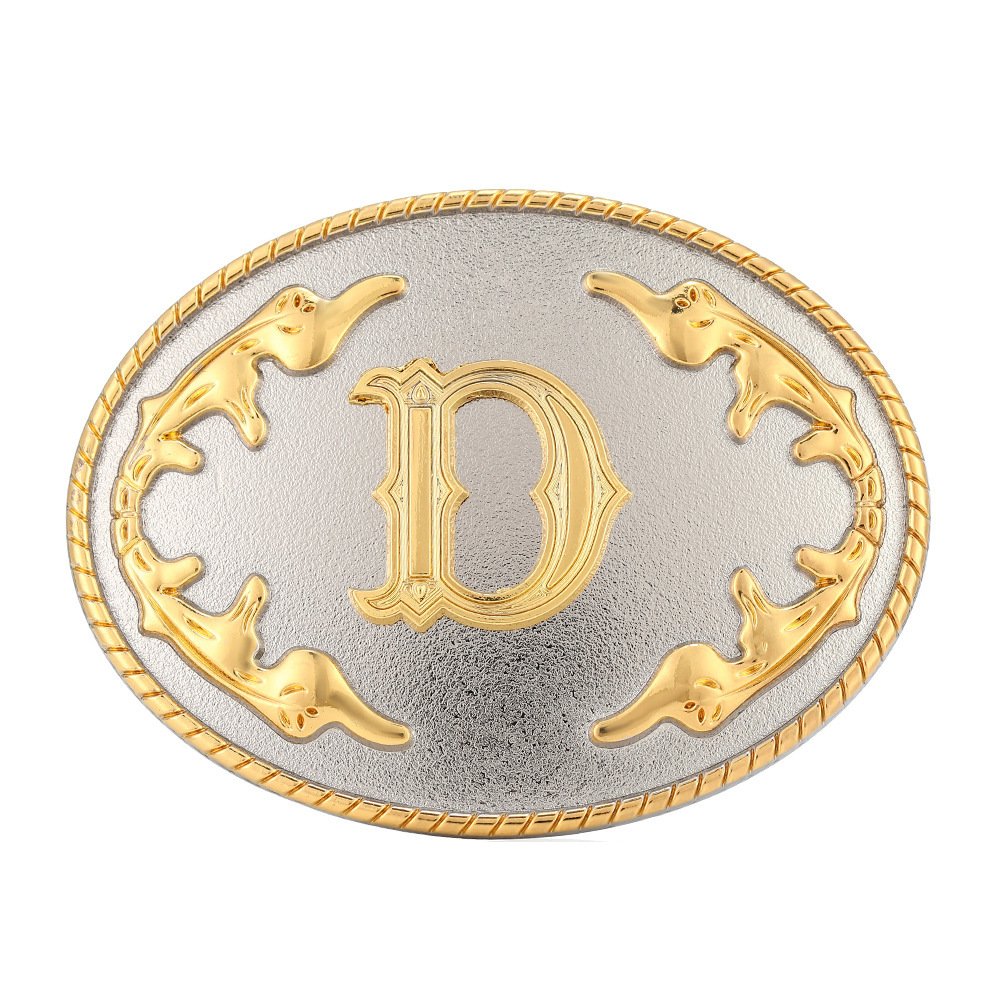 wholesale Western Belt Buckle Initial Letters ABCDMRJ to Z Cowboy Rodeo Gold Belt Buckles for Men Women