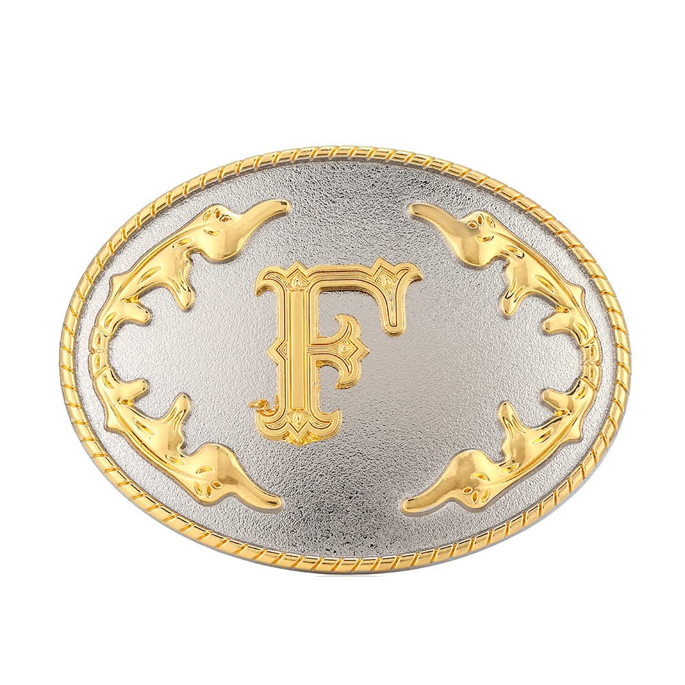 wholesale Western Belt Buckle Initial Letters ABCDMRJ to Z Cowboy Rodeo Gold Belt Buckles for Men Women