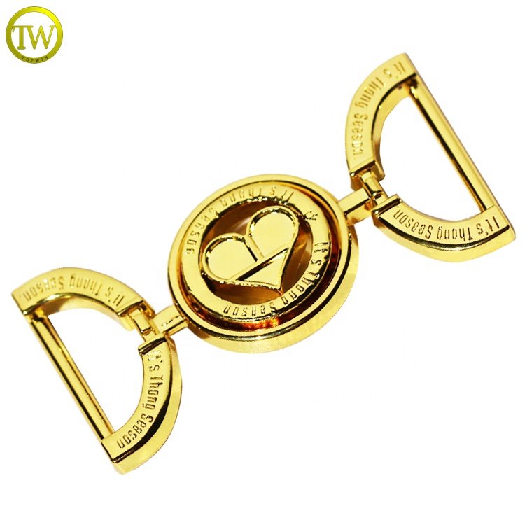 Popular gold metal boots buckle shape zinc alloy shoe accessory buckles for swimwear