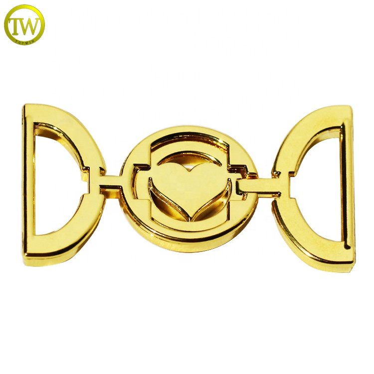 Popular gold metal boots buckle shape zinc alloy shoe accessory buckles for swimwear