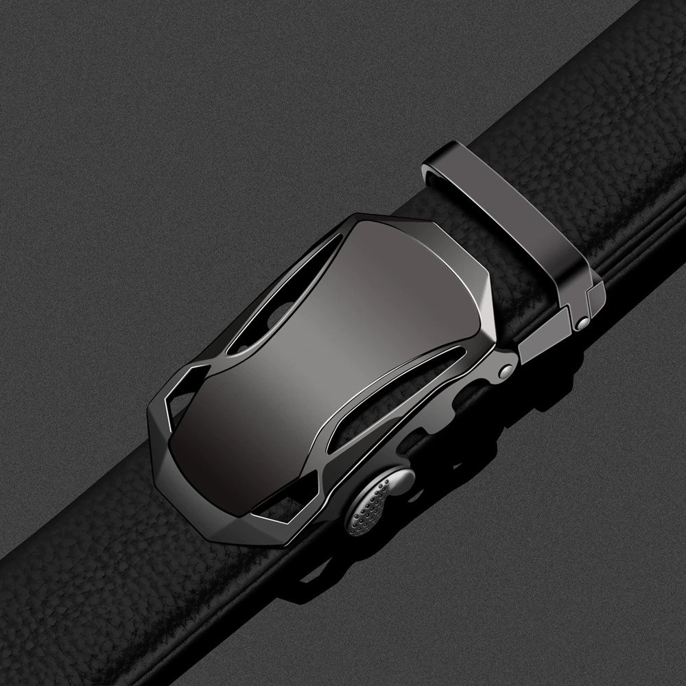 Best Quality Men's Belt Cow Leather Belts Brand Fashion Automatic Buckle Black Genuine Leather Belts for Men 3.4cm Width