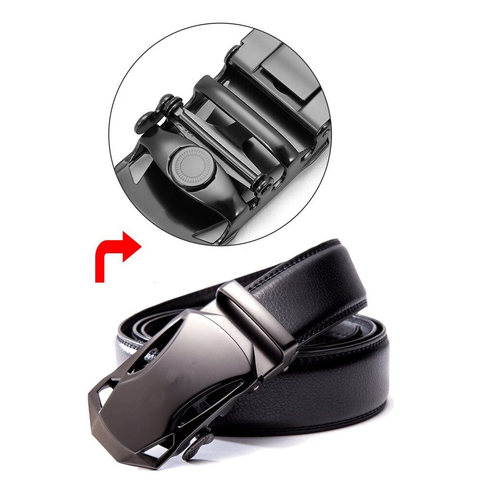 Best Quality Men's Belt Cow Leather Belts Brand Fashion Automatic Buckle Black Genuine Leather Belts for Men 3.4cm Width