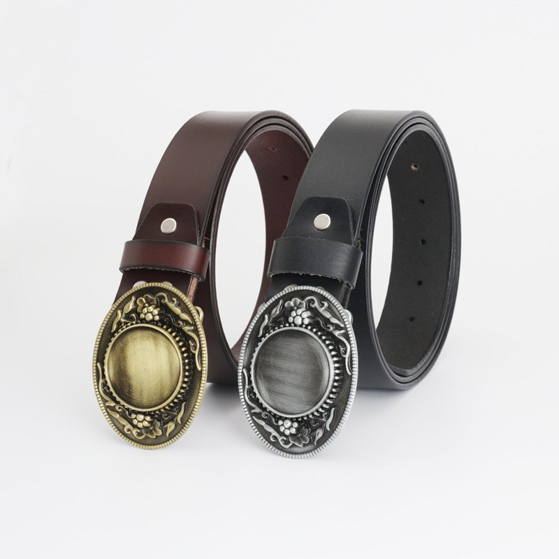 Summer Hot Selling Small Simple Casual Trend Young People Automatic Oval Belt Buckle