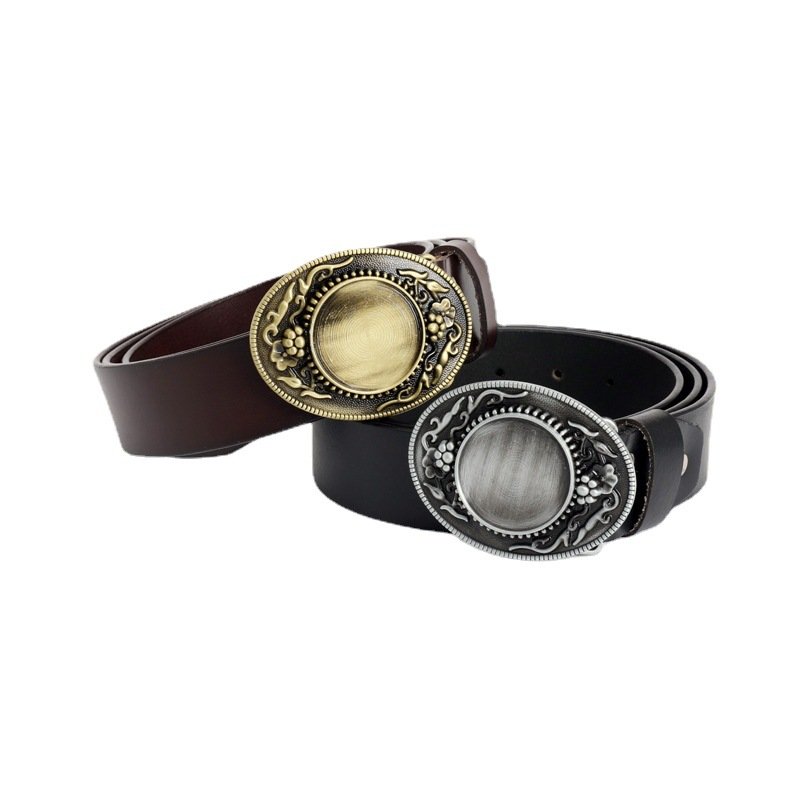 Summer Hot Selling Small Simple Casual Trend Young People Automatic Oval Belt Buckle