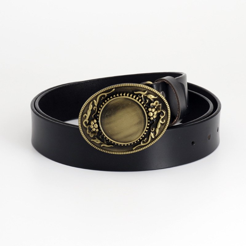 Summer Hot Selling Small Simple Casual Trend Young People Automatic Oval Belt Buckle