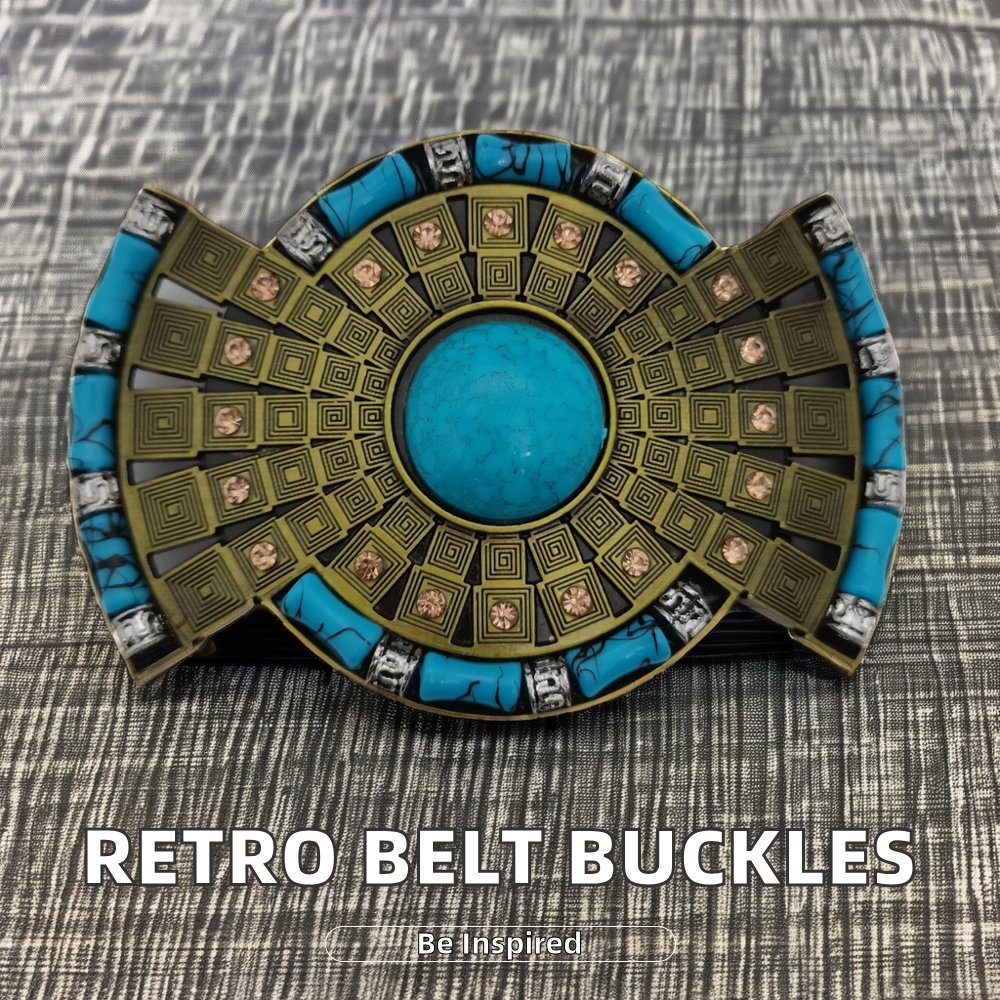 Bohemian Retro Western Belt Buckles Mens Womens Fashion Prong Plate for Leather Belt Alloy Material Indias Style