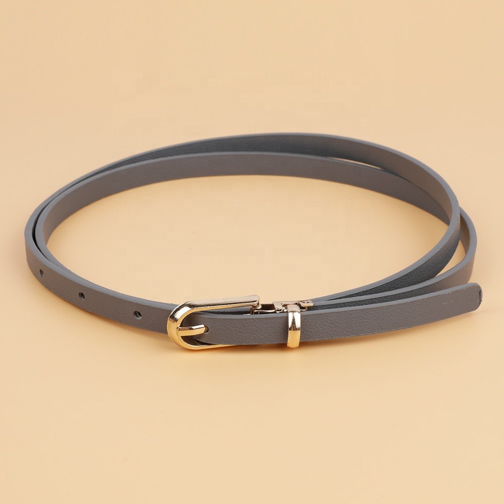 cheap Korean style multi-color ladies thin belt ladies pin buckle PU leather belt lady's skinny pu belt