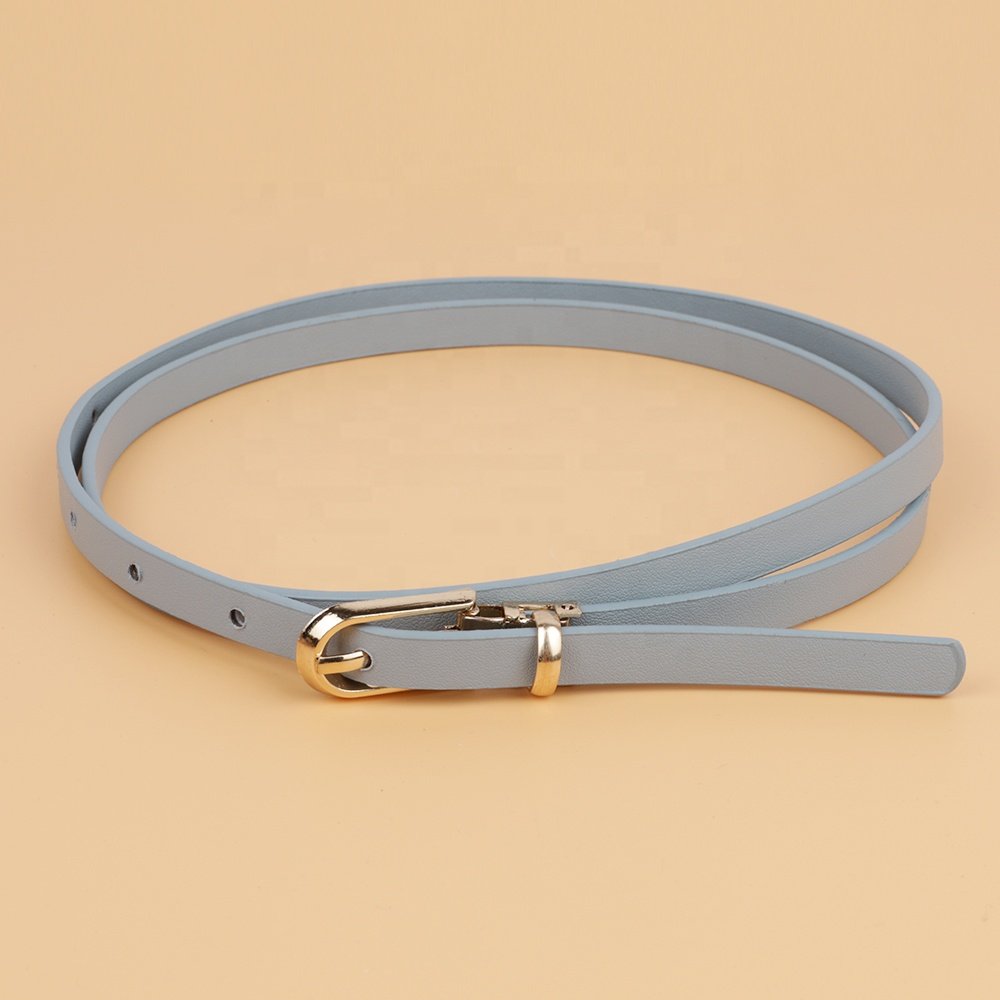 cheap Korean style multi-color ladies thin belt ladies pin buckle PU leather belt lady's skinny pu belt