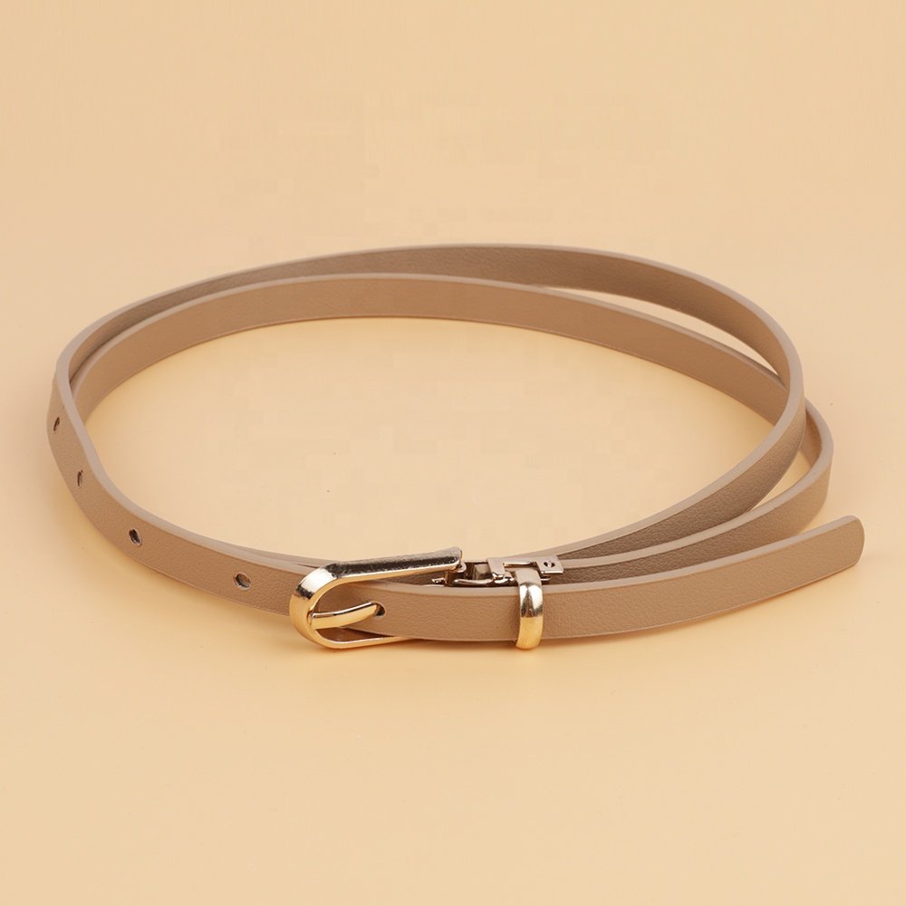 cheap Korean style multi-color ladies thin belt ladies pin buckle PU leather belt lady's skinny pu belt