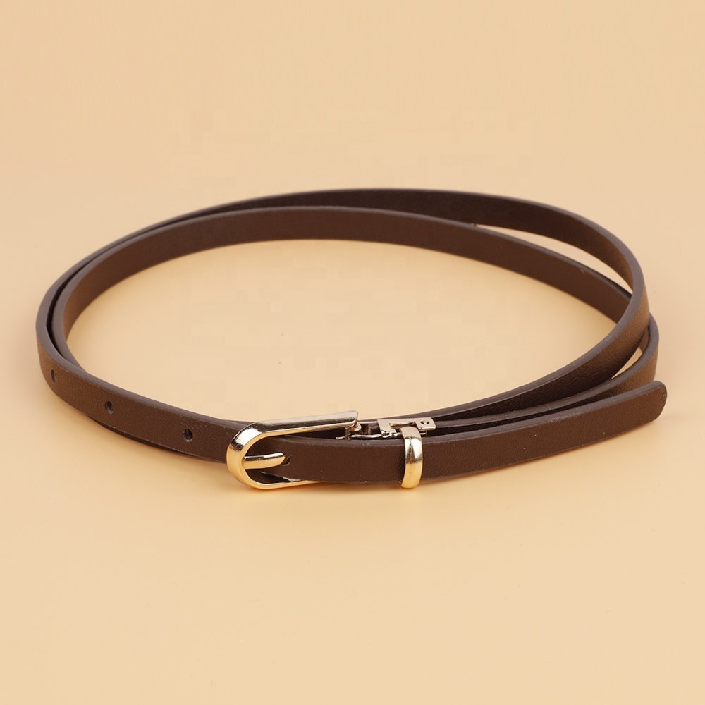 cheap Korean style multi-color ladies thin belt ladies pin buckle PU leather belt lady's skinny pu belt