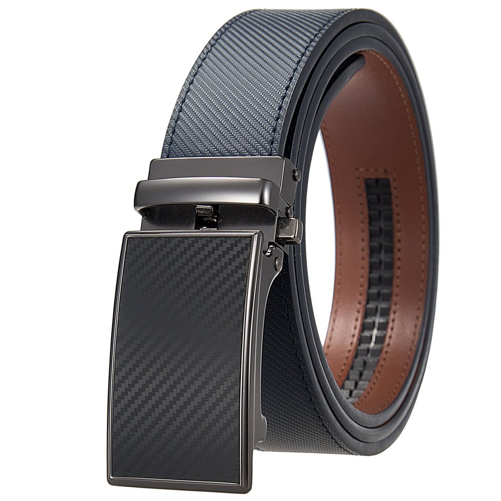 New Casual Jeans Brown Black Adjustable Carbon Fiber Automatic Ratchet Belt Buckle Genuine Leather Men's Leather Belts